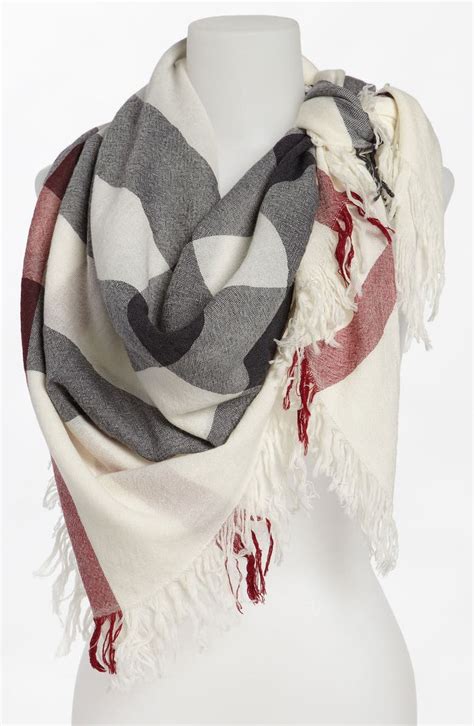 burberry check merino wool scarf black white red|burberry silk scarf.